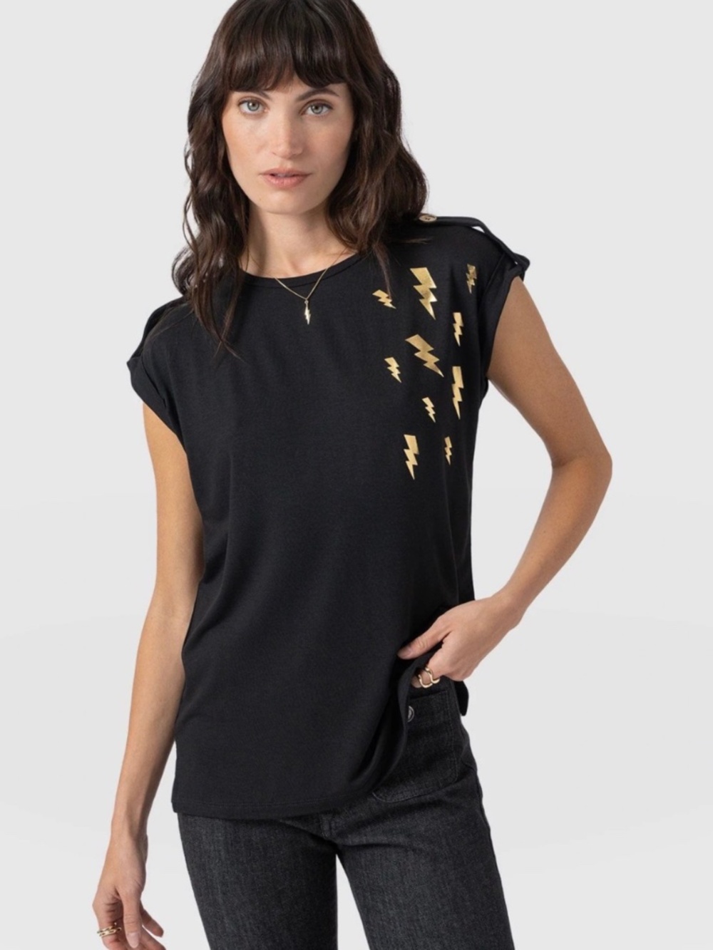 Saint + Sofia Turn Up Tee - Black Lightning